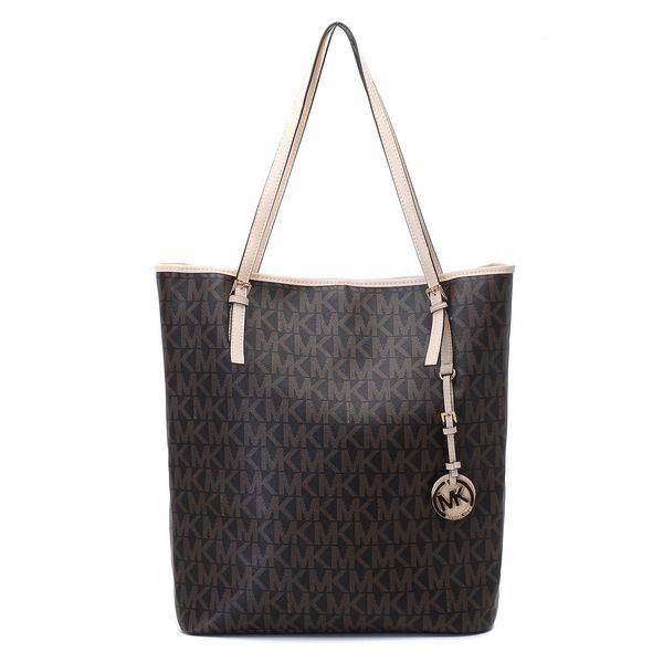 michael kors jet set mk monogram-print large tote brun Engros Ingen Skatt zkpcn